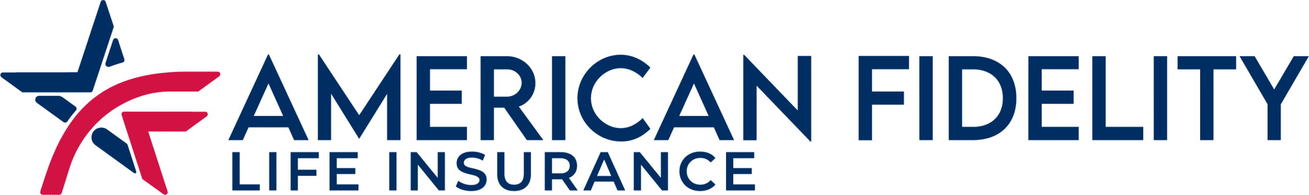 American Fidelity Life Insurance logo featuring a stylized red and blue star design next to the company name in blue text.