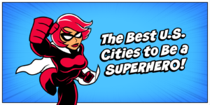 Header image for a blog about the best cities to be a superhero