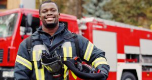 First responder firefighter in uniform
