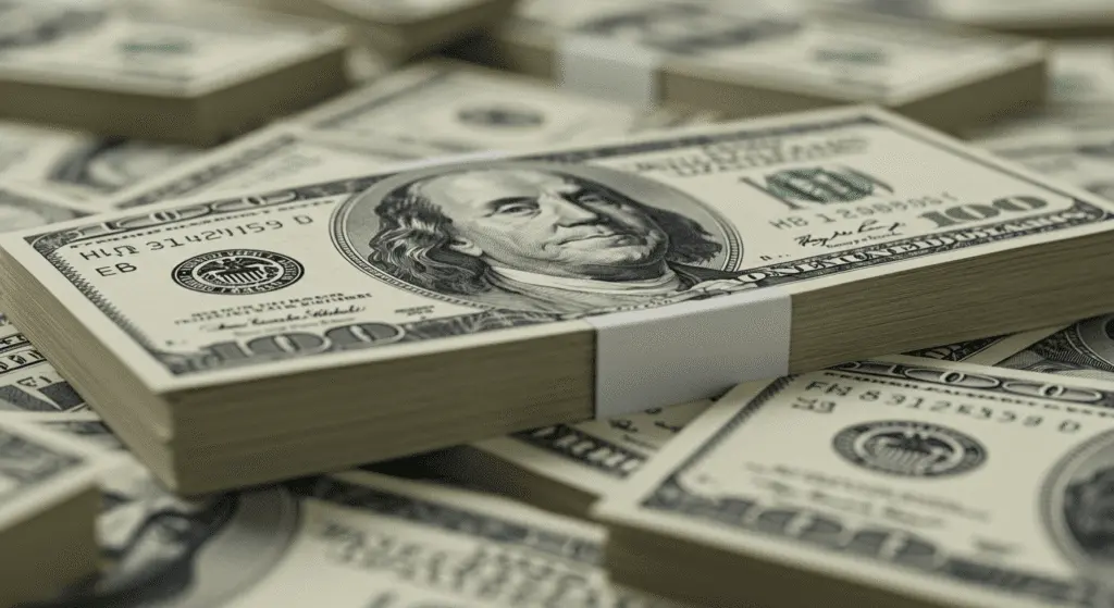 Pile of 100-dollar bills.